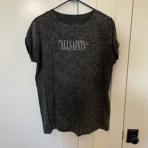 All Saints Gray Leopard Print Tee
